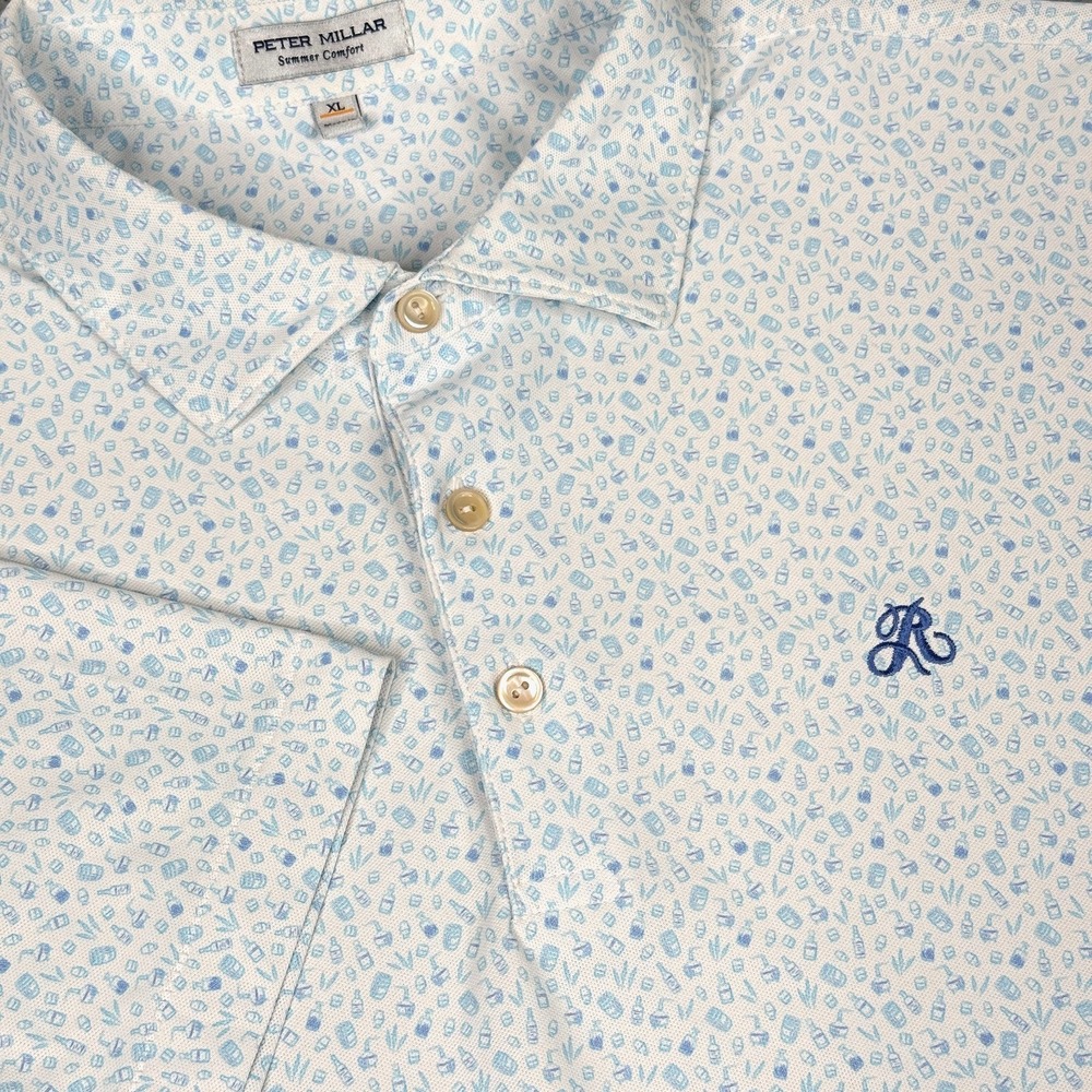 Peter Millar Summer Comfort Whiskey Polo Shirt Mens XL White Performance Mesh